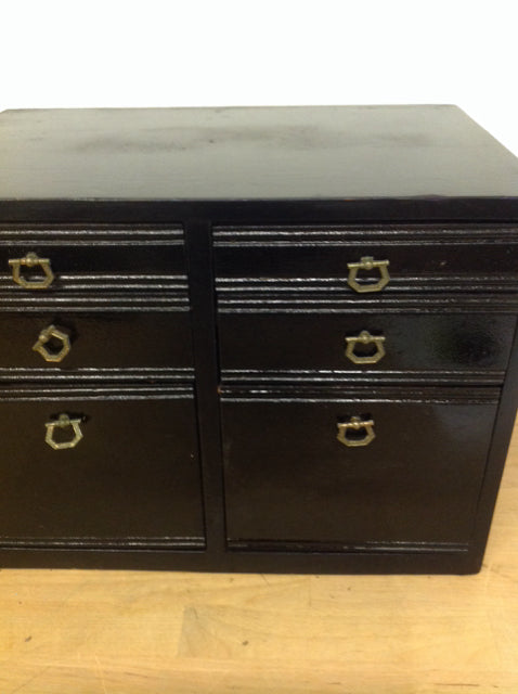 15" Black Wood 6 Drawer Box