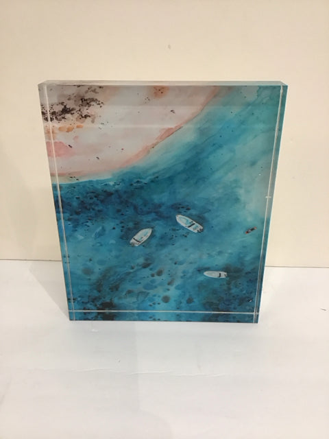 8"Sq Acrylic Overhead Beach Scene