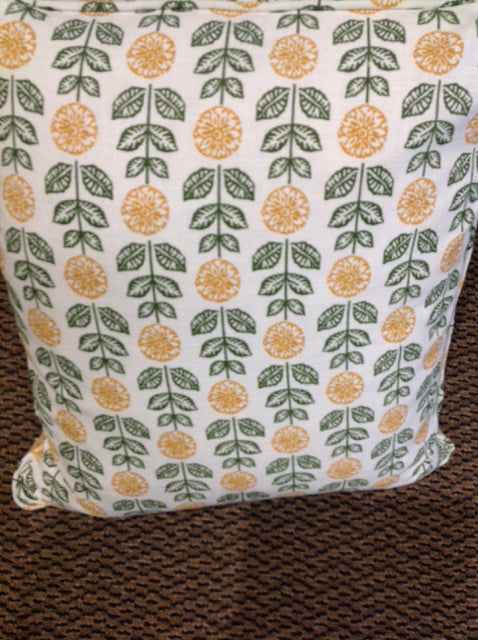 Pillow- 18" Green & Yellow Flower