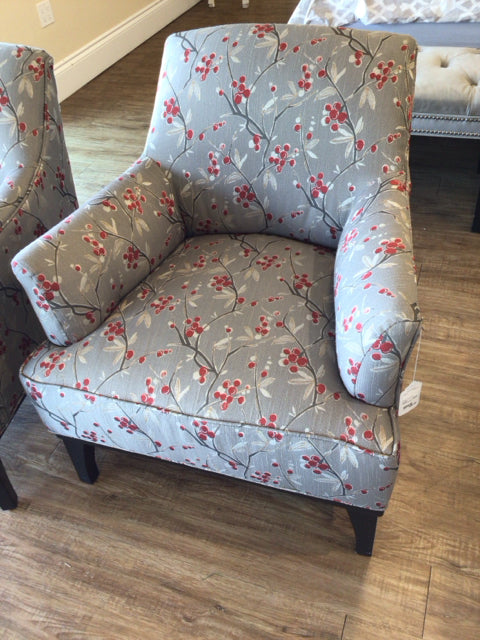 Gray Arm Chair W/Berry Print