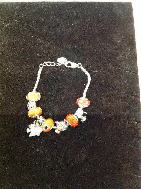 Charm Bracelet w/Orange Charms