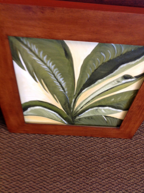 21" Sq Palm Canvas In Wood Frame