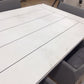 AS-IS 110" City Furniture Linear Dining Table W/8 Lisbon Gray Cushioned Chairs(T