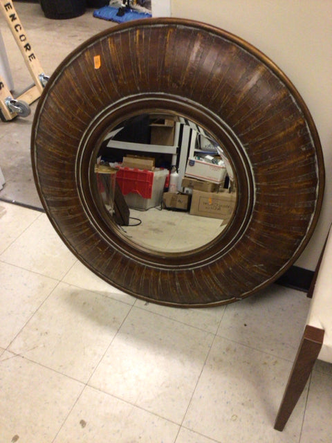 35 1/8"AS-IS Uttermost Round Beveled Framed Mirror