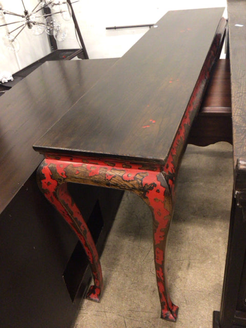 Red Asian Wood Console Table