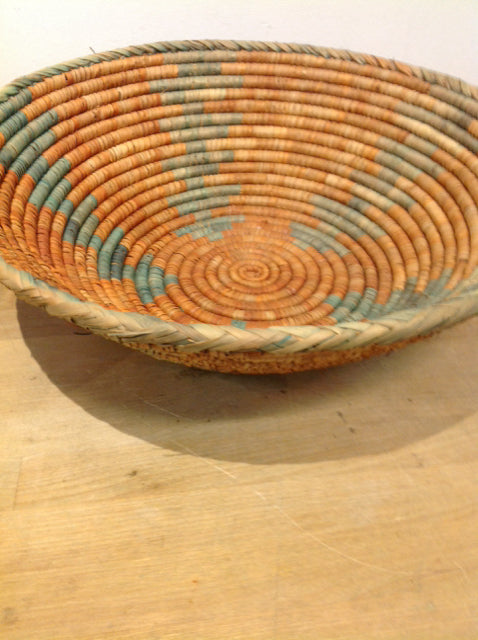 Bowl- 18" Woven Orange & Green