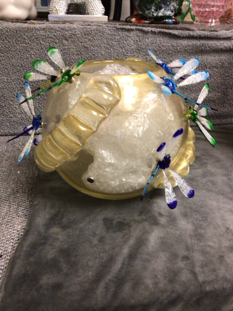 AS-IS 20" Costantini Diego Modern Murano Glass Vase with Dragonflies