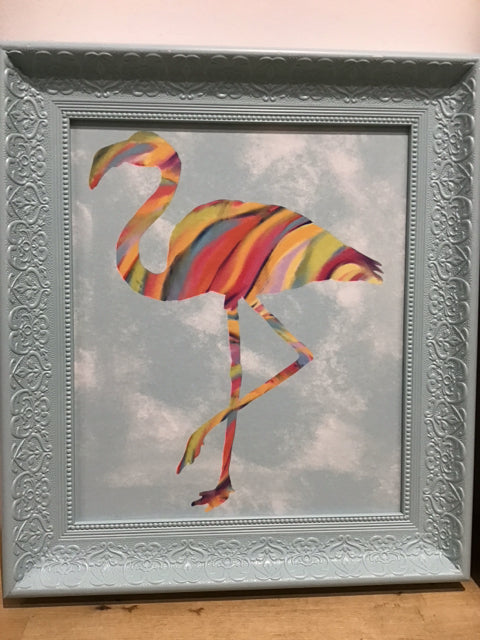 19"x16" Rainbow Flamingo Art