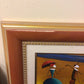 21 1/8" Square AS-IS Esther Myatlov Framed "Chatting" Painting On Board