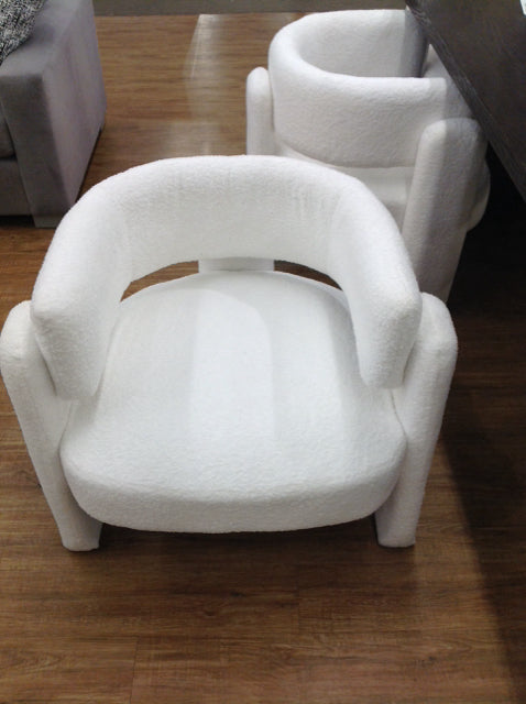 White Boucle Accent Chair