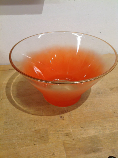 Bowl- 10" Vintage Orange Glass