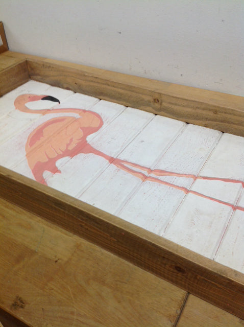 Tray- 30" Flamingo Rope Wood