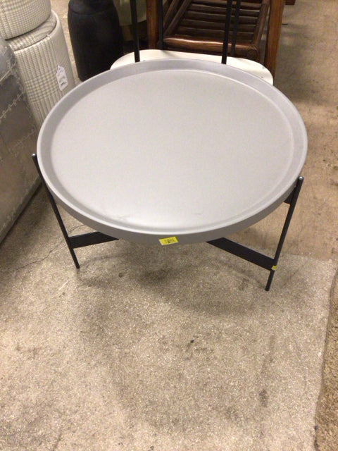 AS-IS 23 1/2" Pianca Abaco Tall Round Ash Grey Coffee Table(Ring Mark On Top)