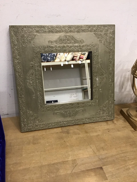 14"x14" Wood Ornate Accent Mirror