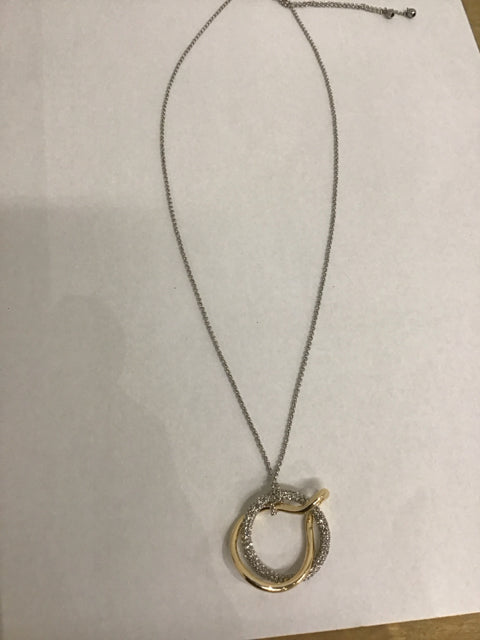 David Yurman Like Necklace W/Pave Gold Circle