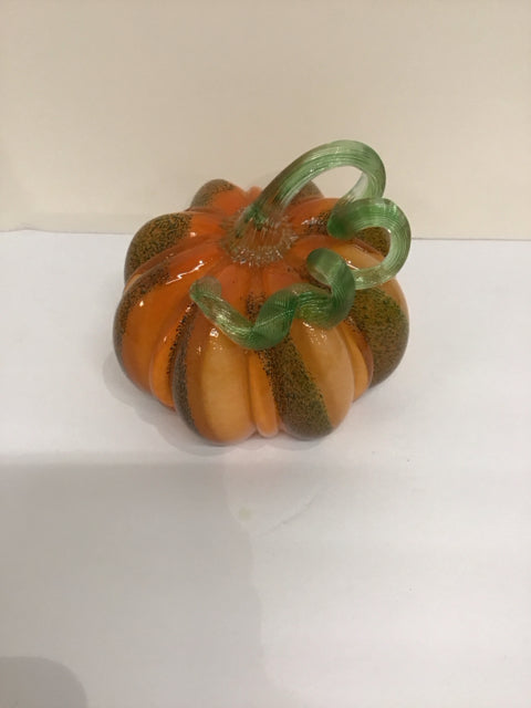 6" Art Glass Orange Pumpkin w/Stem