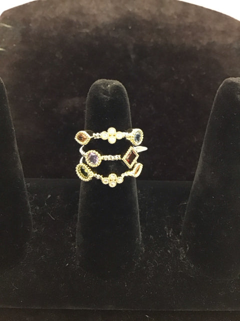 Yurman Style Silver Confetti Ring w/8 Stones
