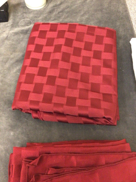 83" X 60" Burgandy Checkered Tablecloth