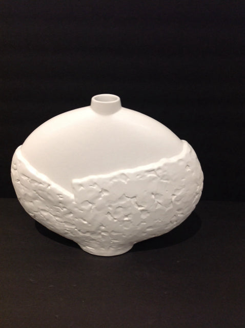 11" White Ceramic Vase w/Narrow Top