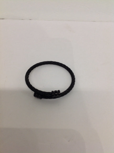 Mens Black Wire Cuff Bracelet