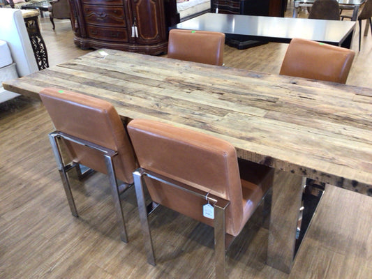 4-William Sonoma Mercer Leather Dining Chairs