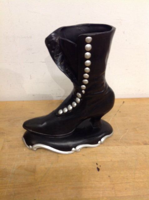 10" Vintage Black Ceramic Boot