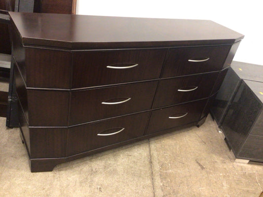 Dark Wood Six Drawer Dresser