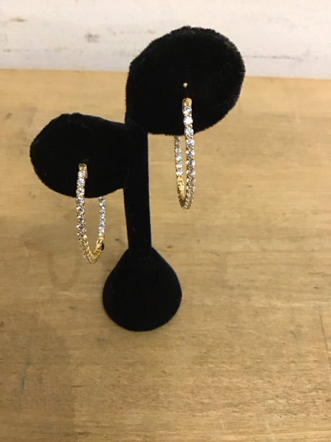 Earrings Gold In & Out Like  CZ Hoops