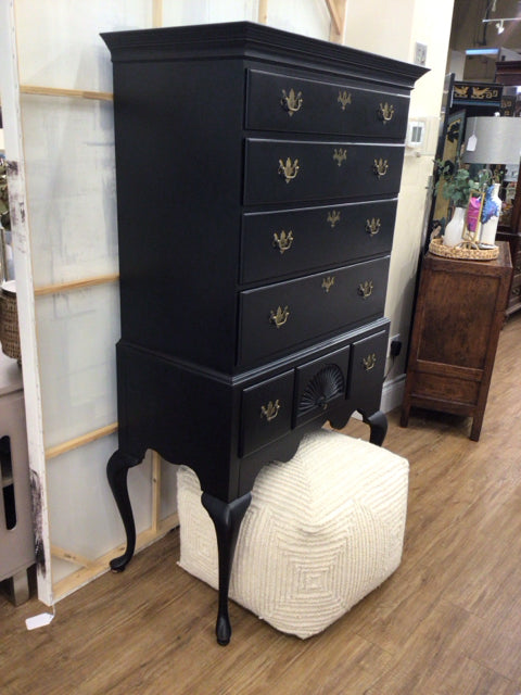 Ethan Allen Black & Gold Seven Drawer Hutch