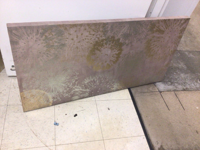 47" X 23 1/2" Taupe Background Starburst Floral Print On Canvas