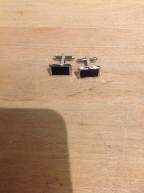 Men's Black & Silver Cuff Links