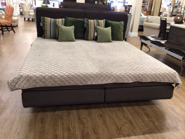 Brown Fabric King Bed
