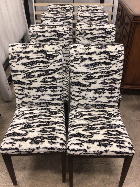 8-Drk Wood/Scalamandre Print Fabric Dining Chairs