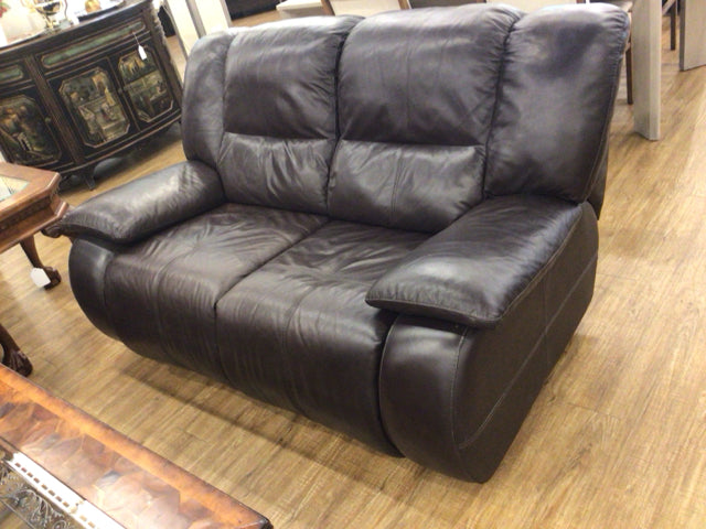 AS-IS Dark Brown Leather Dual Power Reclining Love Seat