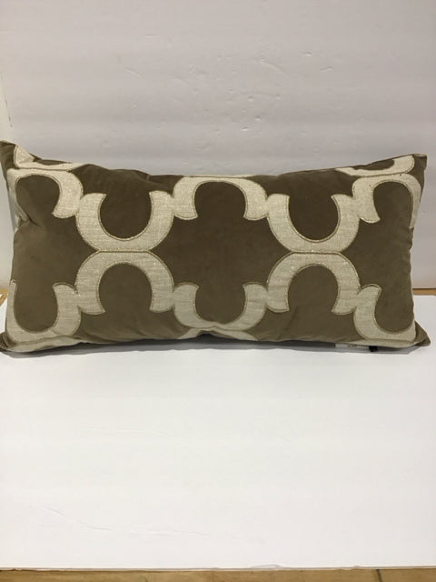 Velvet Lumbar Pillow w/Tan Geometric Design