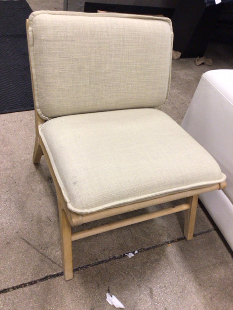 Tan Upholstered/Cain Slipper Chair