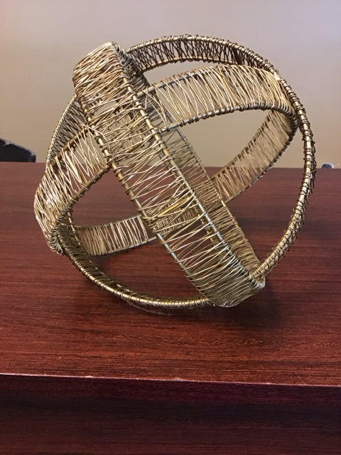 8.5" Gold Metal Decorative Orb