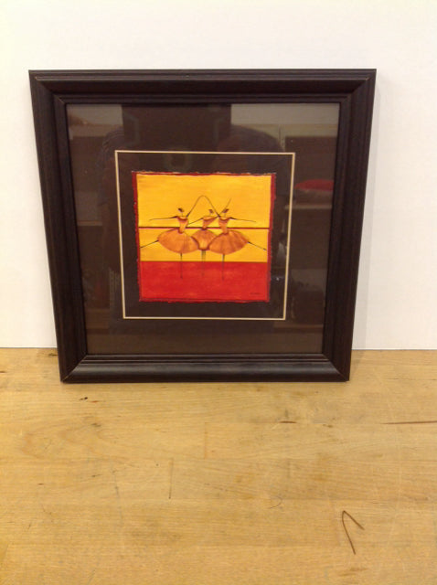 12" Square Framed Dancers on Paper