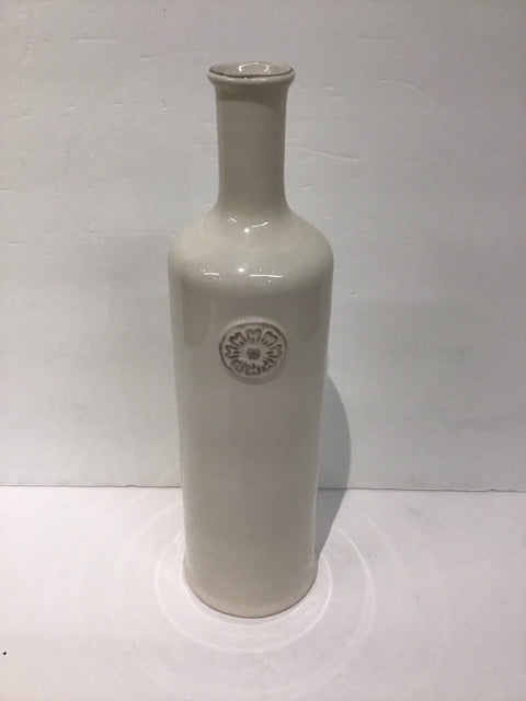 13" White Ceramic "Bottle" Vase