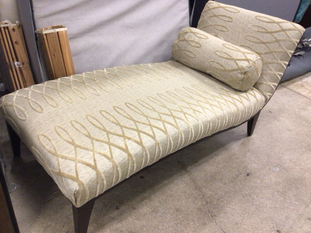 Tan & Gold Fabric Chaise W/Bolster Pillow