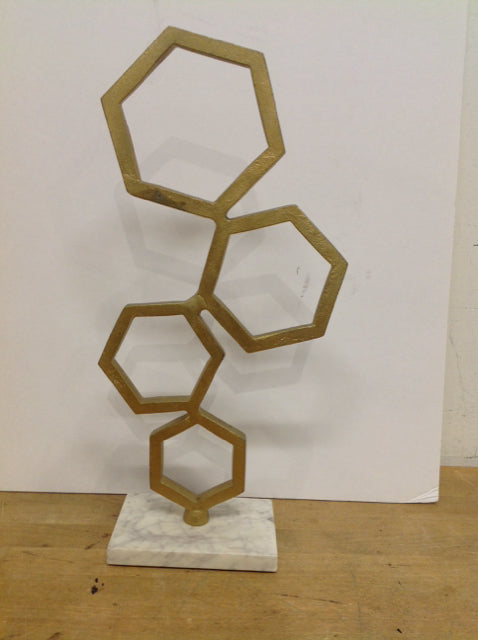 18" Gold Metal Hexagonal Sculpture w/Base