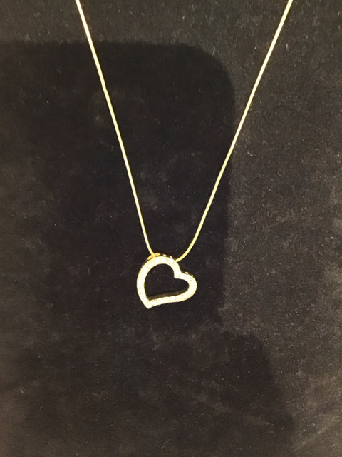 Gold Necklace w/Rhinestone Heart