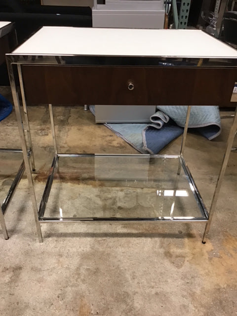 Mitchell Gold + Bob William Chrome & Wood Nightstand