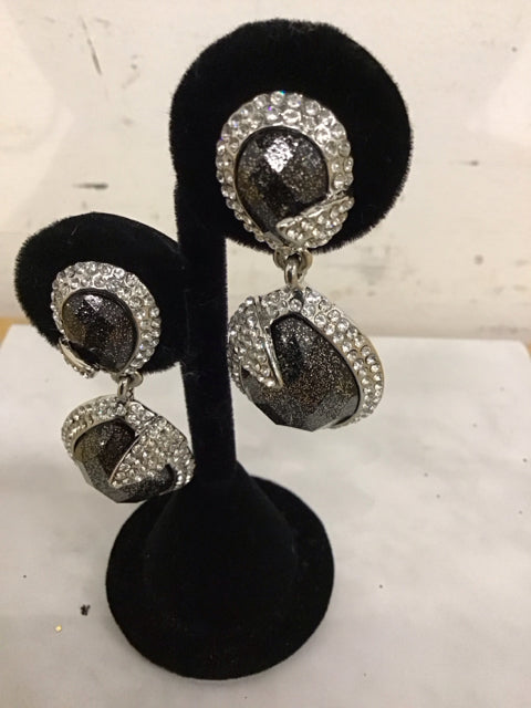 Silver W/Gray Metallic Stone Earrings