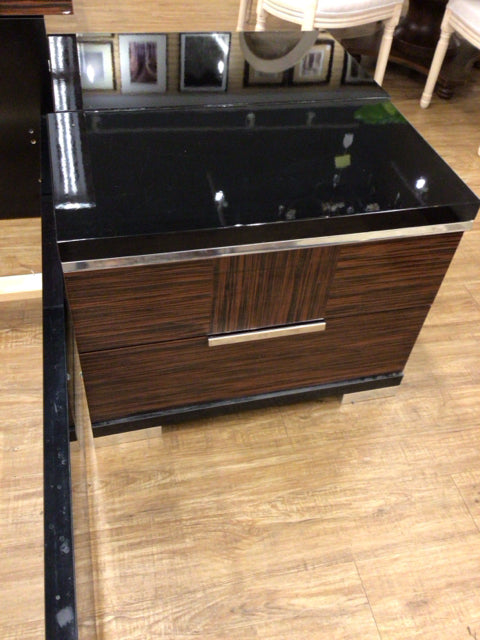Alf Brown & Chrome Lacquered Two Drawer Nightstand
