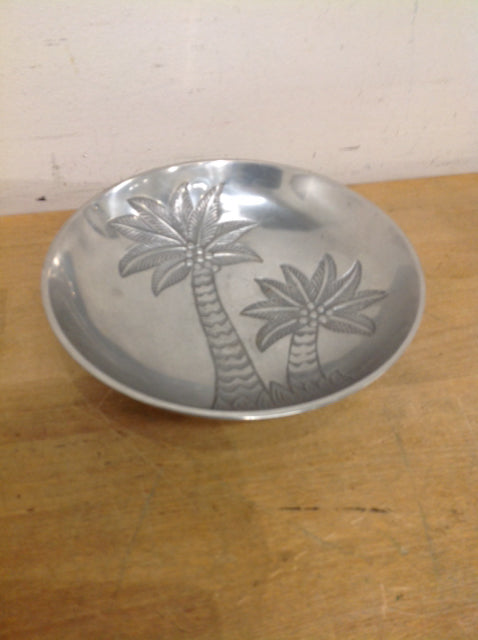 Bowl- 8" Silver Metal Palm