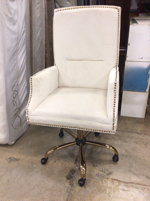 Cream Fabric Swivel Desk Chair