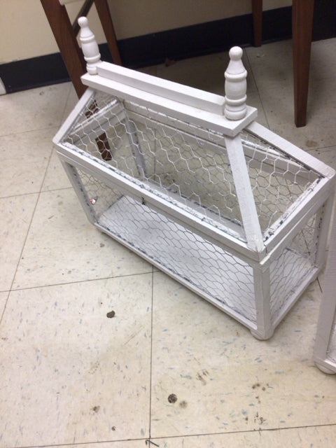 Medium White Wood Mesh Birdcage
