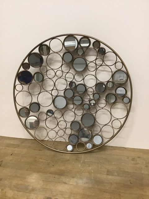 24"Rd Gold Wire Metal Framed Mirror Circles