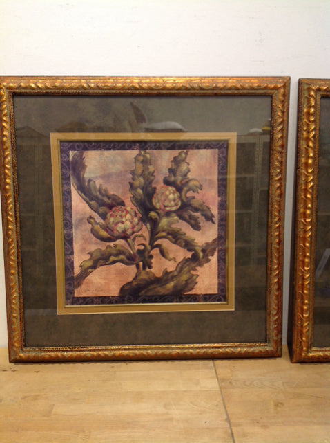 26"Sq Framed "Artichoke Attraction" Patricia Lynch